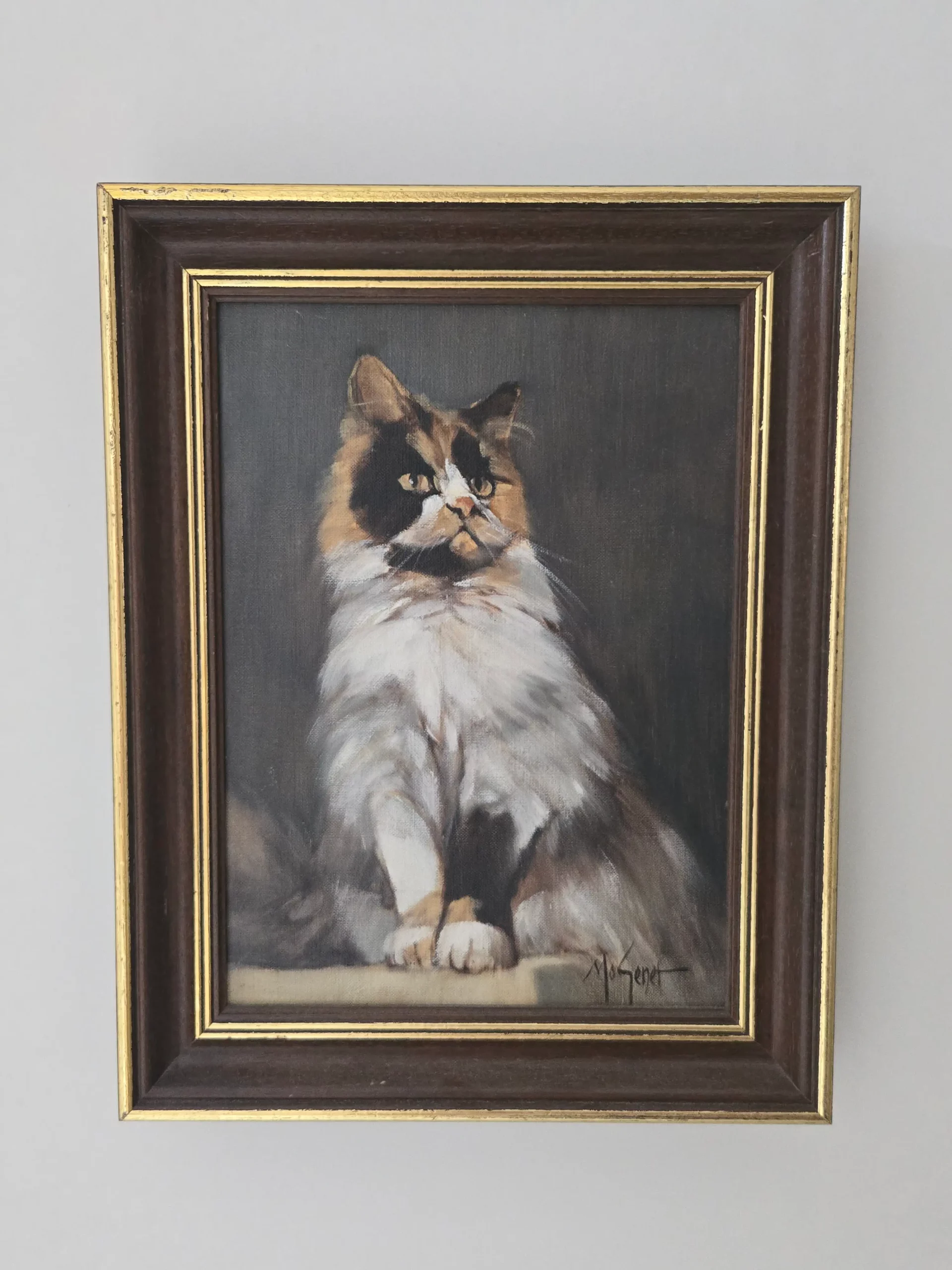 Peinture d'un chat à découvrir à la brocante Les Puces de Vingt Chats